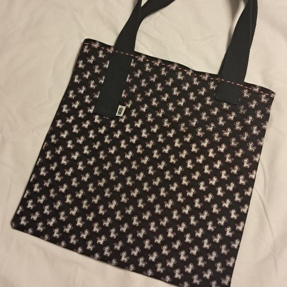 VANS CANVAS TOTE BAG BLACK PINK ZEBRAS NWOT
